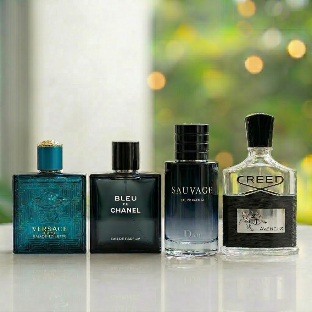 Pachet de 4 parfumuri - Bleu de Chanel, Eros, Sauvage, Creed Aventus