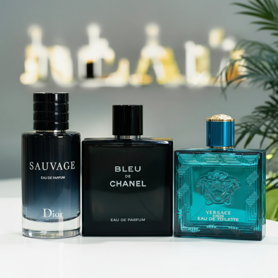 Pachet de 3 parfumuri - Bleu de Chanel, Eros, Sauvage
